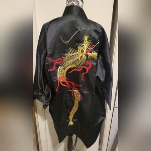 Black Japanese Kimono Embroidered Dragon